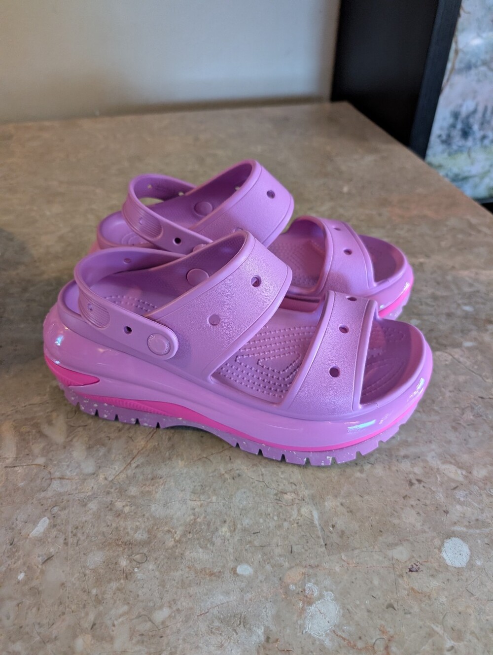 Crocs Mega Crush Platform Clog Sandals Lilac-Pink Tweed Women's Size 9 No Box